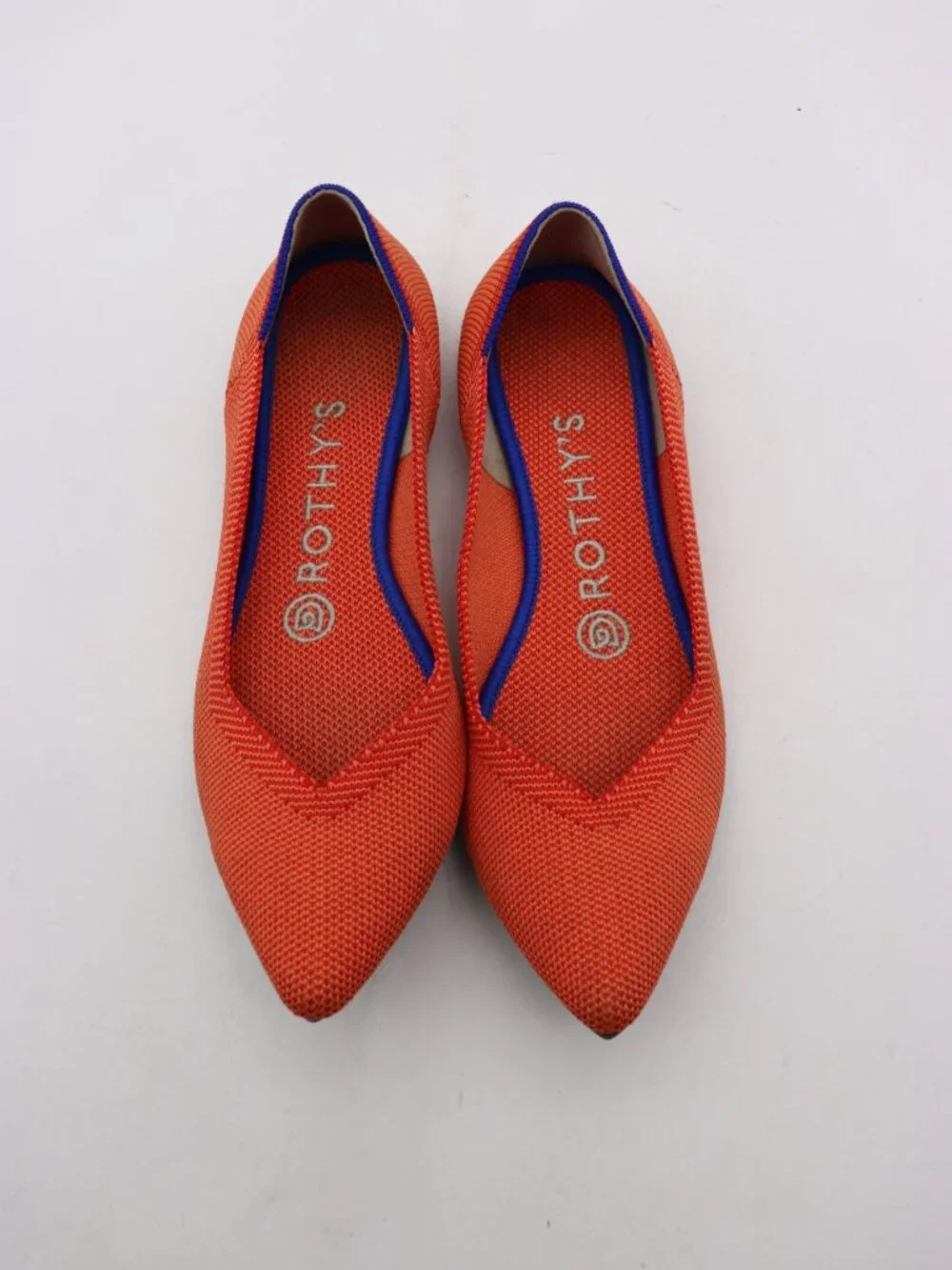 Rothy’s The Point Flats Women's Size 6 Orange Knit Loafer Slip On Ballet Shoes